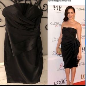 Black satin strapless Cocktail dress 4-6